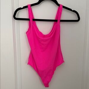 SKIMS Hot Pink Sleeveless Scoop Neck Thong Bodysuit | Medium